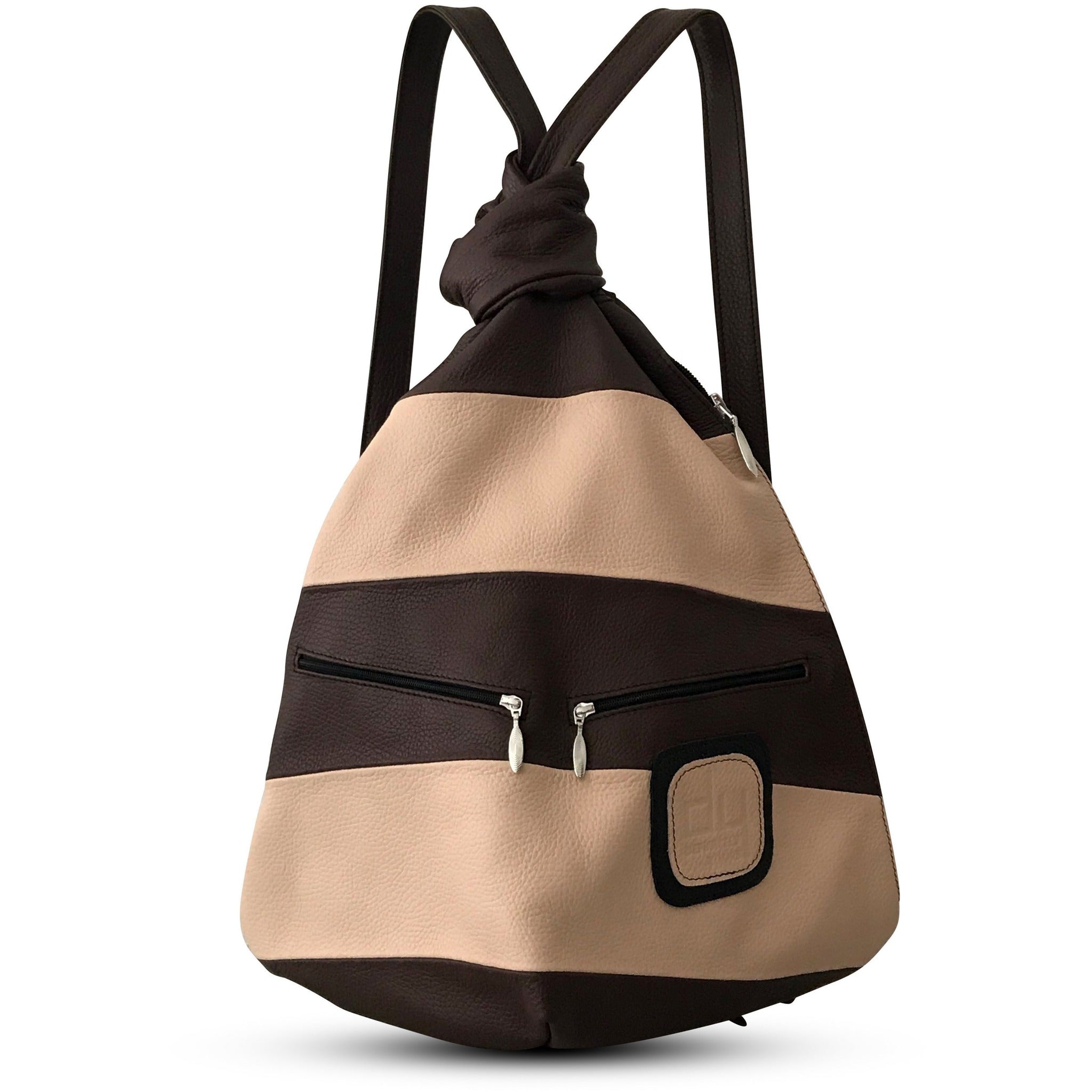 Exclusive Artisan Leather Backpack Stripped – Ideal for Travel & Daily Adventures - Radka Sillerova Atelier