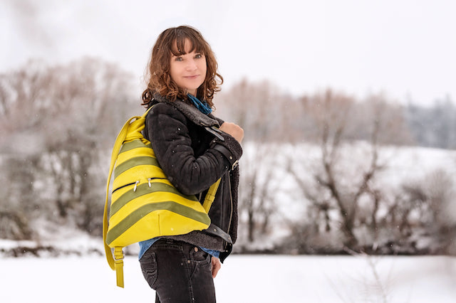 Exclusive Artisan Leather Backpack Stripped – Ideal for Travel & Daily Adventures - Radka Sillerova Atelier