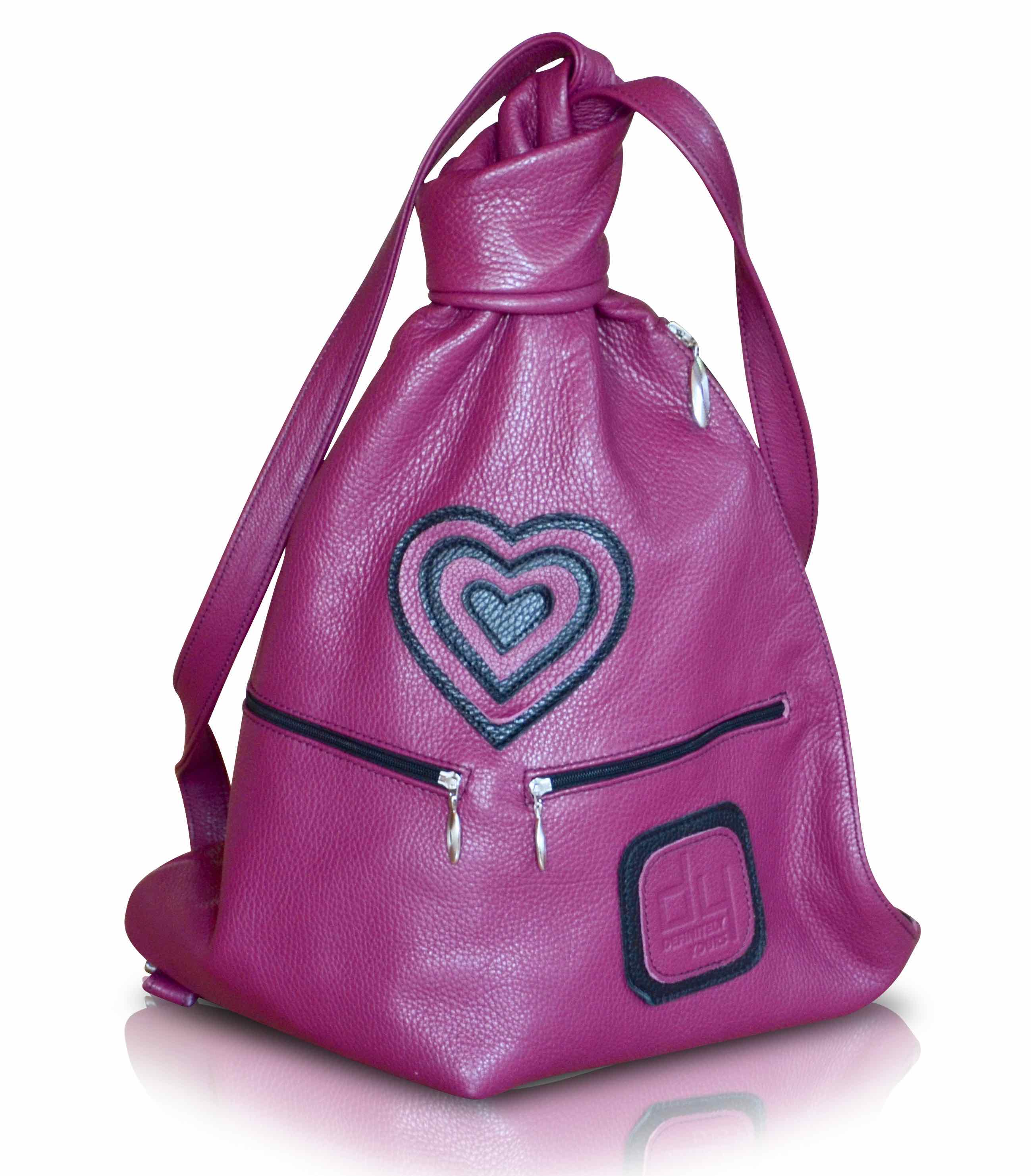 Romantic Handmade Leather Backpack with Heart Details - Radka Sillerova Atelier