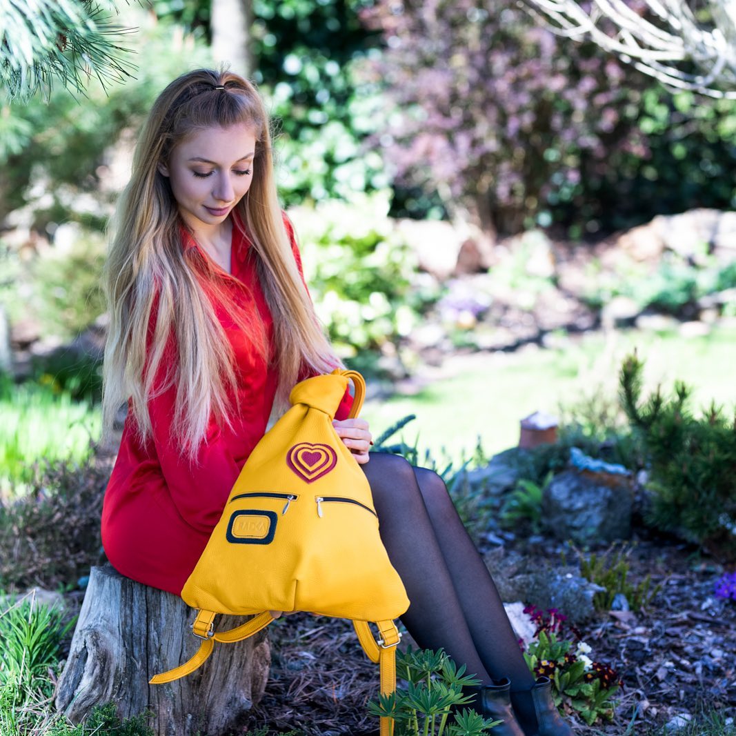 Romantic Handmade Leather Backpack with Heart Details - Radka Sillerova Atelier