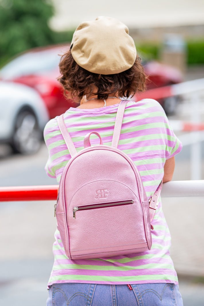 Leather handbag pink