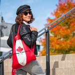 red and white leather backpack Canada
