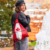 handmade leather Backpack red and white Canada