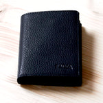 Mens handmade black leather wallet