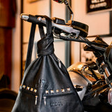 Biker Leather Backpack with Pyramid Studs – Bold Style for the Rock Enthusiast - Radka Sillerova Atelier 