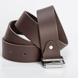 minimalist designed brown leather belt