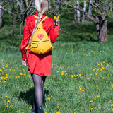 lovely yellow travel bag with hearts
