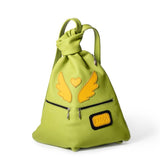 green nag with yellow wings and hearth charismatic archangel backpack