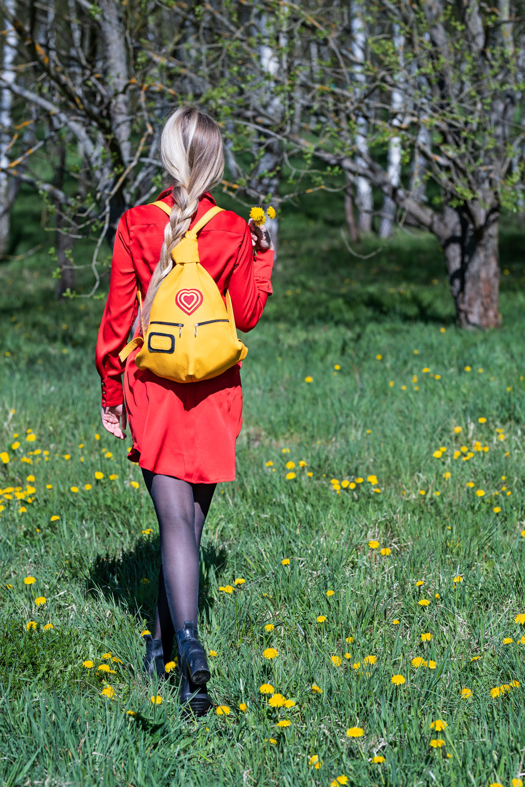 Romantic Handmade Leather Backpack with Heart Details - Radka Sillerova Atelier 